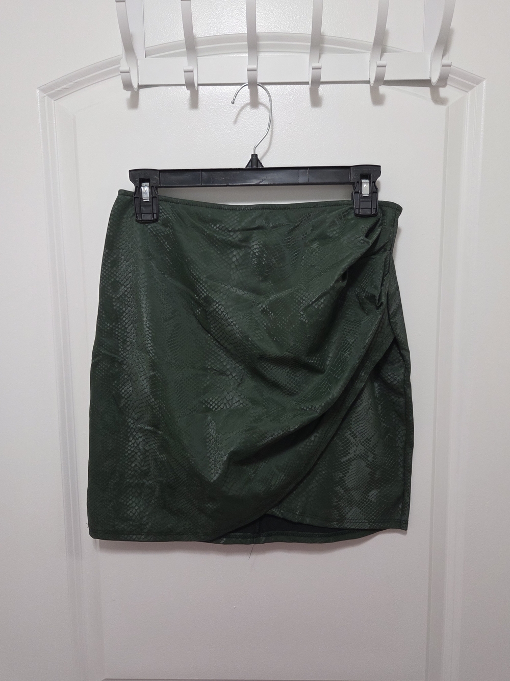 Windsor Forest Green Faux-Snake Wrap Mini Skirt
